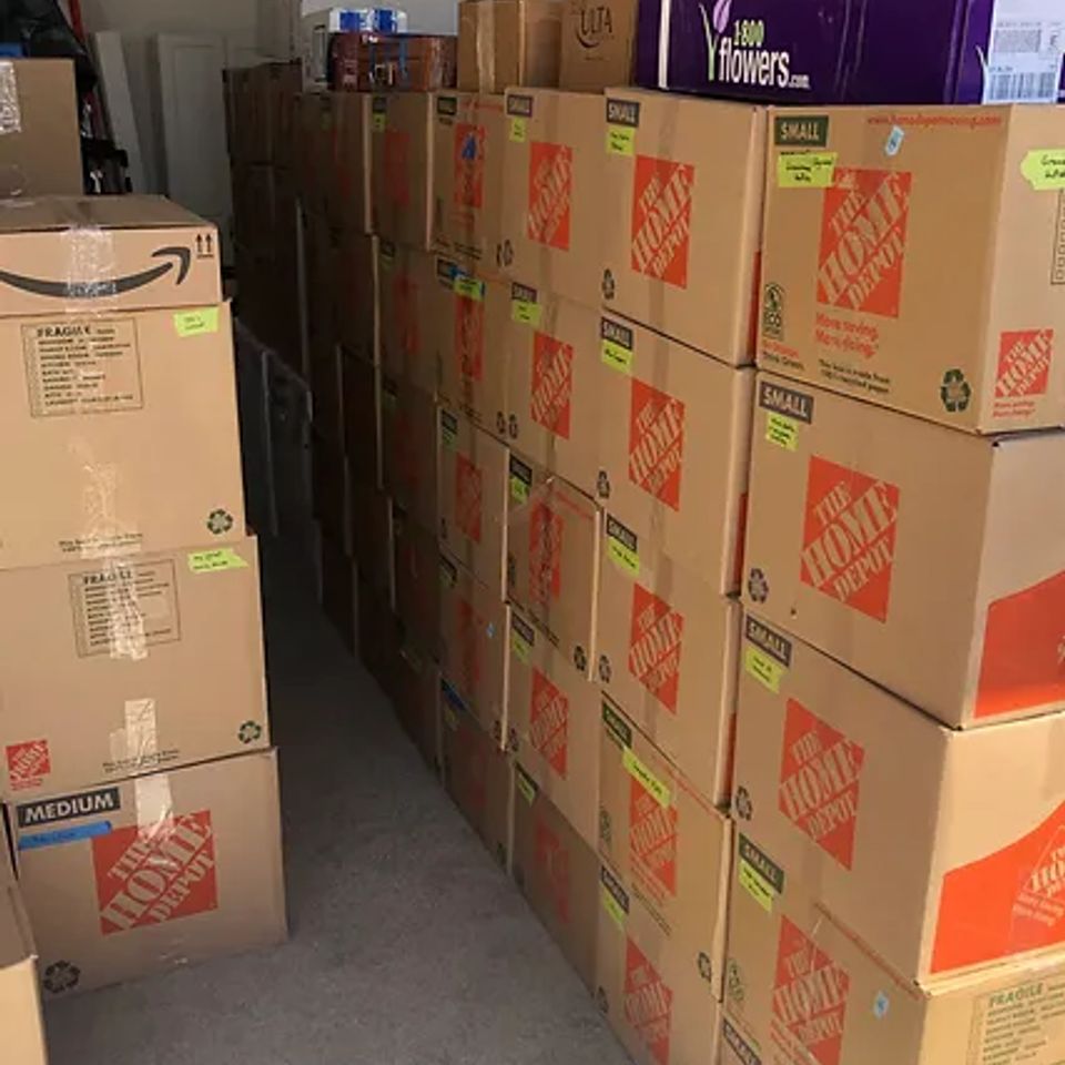 Neatly organized storage unit packed by professional movers